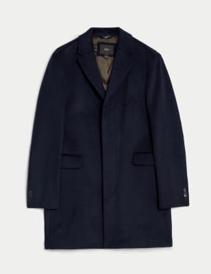 

Mens M&S Collection Mantel aus Wollmischgewebe mit Reverskragen - Navy, Navy