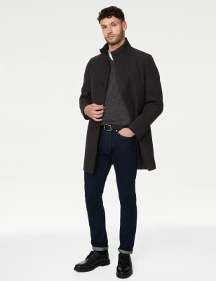 

Mens M&S Collection Funnel Neck Coat - Charcoal, Charcoal