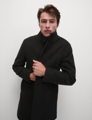 

Mens M&S Collection Funnel Neck Coat - Black, Black