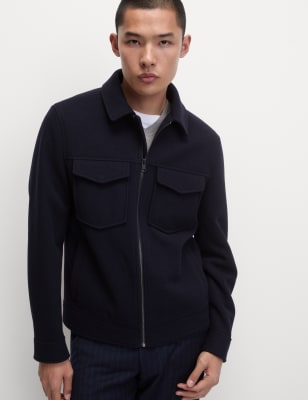 

Mens M&S Collection Zip Through Short Jacket - Dark Navy, Dark Navy