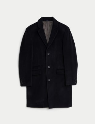 

Mens M&S SARTORIAL Wool Rich Revere Overcoat with Cashmere - Navy, Navy