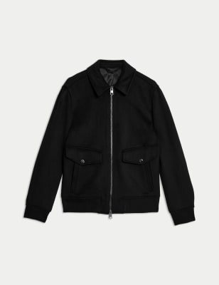 

Mens Autograph Wool Blend Harrington Bomber Jacket - Black, Black