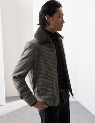 

Mens Autograph Bomber Jacket with Wool - Grey Mix, Grey Mix