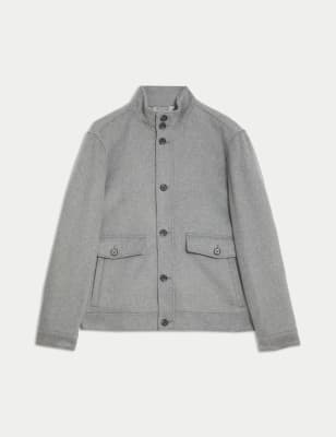 

Mens Autograph Wool Blend Funnel Neck with a cosy funnel neck Utility Jacket - Light Grey, Light Grey