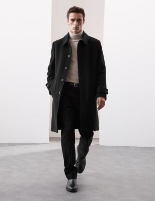 

Mens Autograph Wool Rich Collar Coat with Cashmere - Black, Black