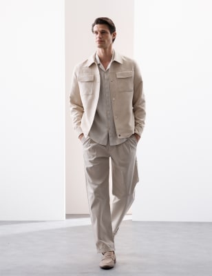 

Mens Autograph Faux Suede Overshirt, Ecru