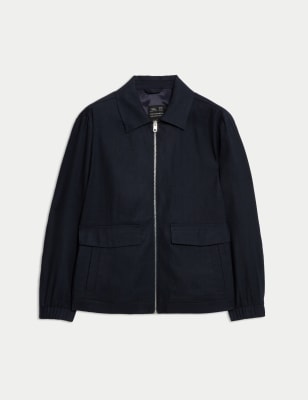 

Mens Autograph Italian Linen Miracle™ Bomber Jacket, Navy Mix