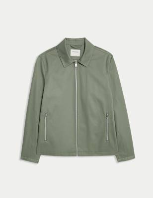 

Mens Autograph Pure Cotton Harrington Jacket, Smokey Green
