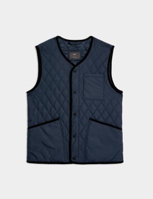 

Mens M&S Collection Quilted Gilet with Stormwear™ - Navy, Navy