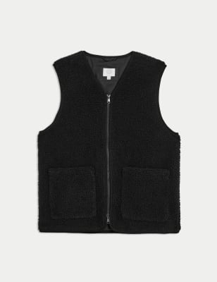 

Mens M&S Collection Borg Gilet - Black, Black