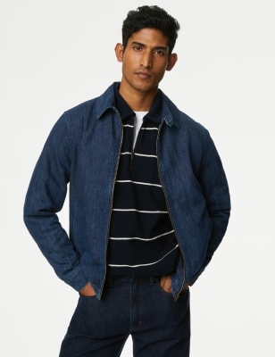 

Mens M&S Collection Denim Harrington Jacket - Indigo, Indigo