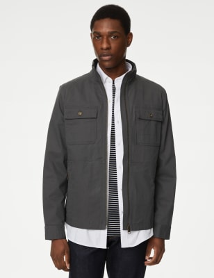 

Mens M&S Collection Cotton Rich Jacket with Stormwear™ - Grey, Grey