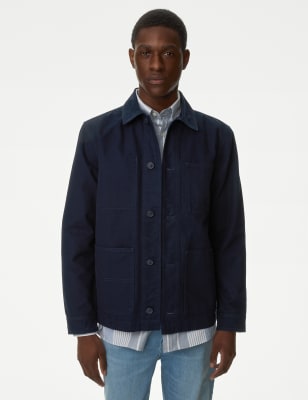 

Mens M&S Collection Pure Cotton Chore Jacket with Stormwear™ - Navy, Navy