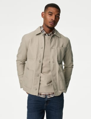 

Mens M&S Collection Pure Cotton Chore Jacket with Stormwear™ - Stone, Stone