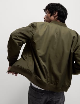 

Mens M&S Collection Satin Bomber Jacket - Khaki, Khaki