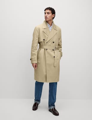 

Mens M&S Collection Cotton Blend Trench - Light Beige, Light Beige