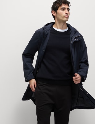 

Mens M&S Collection Hooded Mac with Stormwear™ - Navy, Navy