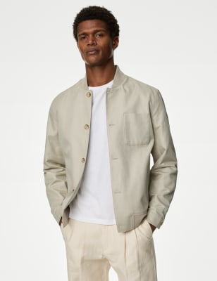 

Mens Autograph Linen Blend Smart Bomber Jacket - Stone, Stone