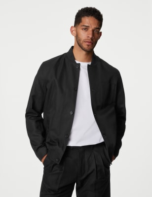 

Mens Autograph Linen Blend Smart Bomber Jacket - Black, Black