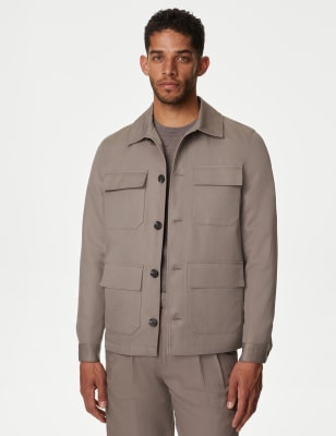 

Mens Autograph Jacke aus Leinenmischgewebe mit Safarimotiv - Taupe, Taupe