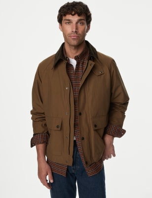 

Mens M&S Collection Cotton Blend Harrington Jacket with Stormwear™ - Brown, Brown