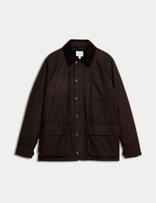 

Mens M&S Collection Pure Cotton Wax Jacket with Stormwear™ - Brown, Brown