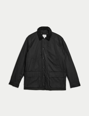 

Mens M&S Collection Pure Cotton Wax Jacket with Stormwear™ - Black, Black