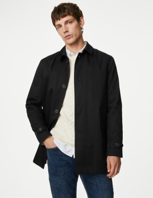 

Mens M&S Collection Cotton Blend Mac with Stormwear™ - Black, Black