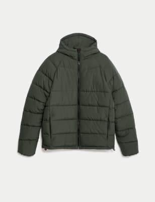 

Mens M&S Collection Hooded Puffer Trek Jacket with Thermowarmth™ - Bottle Green, Bottle Green