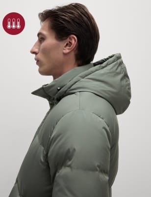 

Mens M&S Collection Feather and Down Hooded Puffer Jacket with Stormwear™ - Dusty Green, Dusty Green