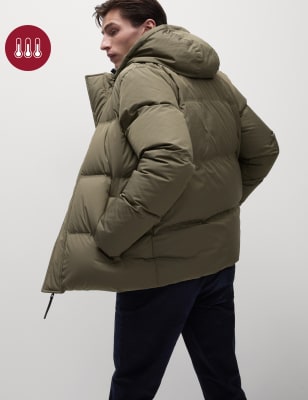 

Mens M&S Collection Feather and Down Hooded Puffer Jacket with Stormwear™ - Mole, Mole