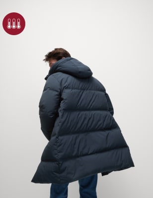 

Mens M&S Collection Feather and Down Hooded Puffer Jacket with Stormwear™, Navy