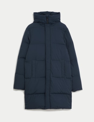 

Mens M&S Collection Feather and Down Hooded Puffer Jacket with Stormwear™ - Navy, Navy