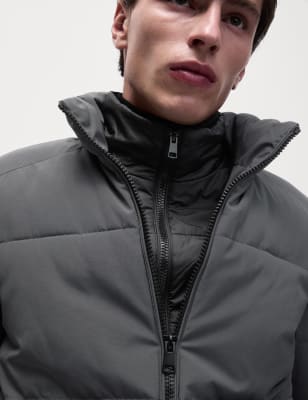 

Mens M&S Collection Double Collar Puffer Jacket with Thermowarmth™ - Dark Grey, Dark Grey