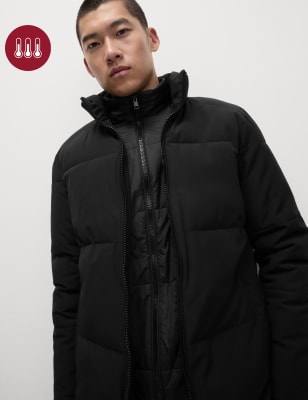 

Mens M&S Collection Double Collar Puffer Jacket with Thermowarmth™ - Black, Black