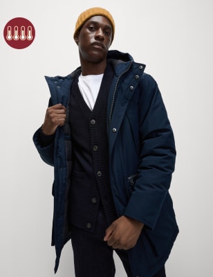 

Mens M&S Collection Padded Parka Jacket with Stormwear™ - Navy, Navy