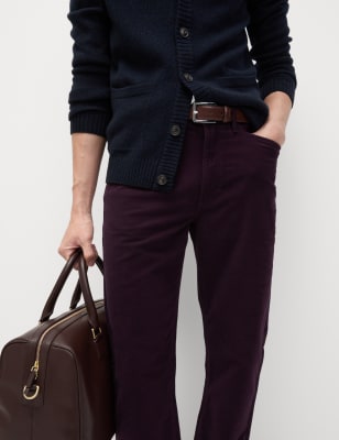 

Mens M&S Collection Straight Fit Italian Moleskin 5 Pocket Trousers - Raisin, Raisin