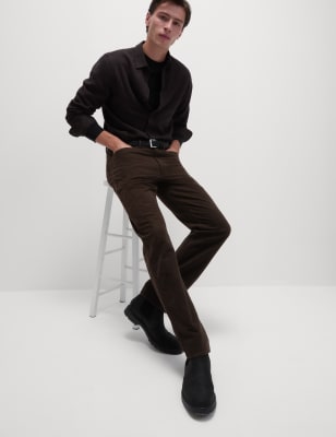 

Mens M&S Collection Regular Fit Italian Moleskin 5 Pocket Trousers - Dark Chocolate, Dark Chocolate