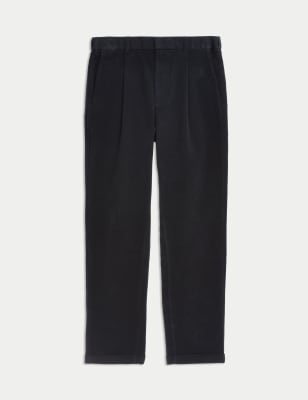 

Mens M&S Collection Regular Fit Italian Moleskin Pleated Trousers - Dark Navy, Dark Navy