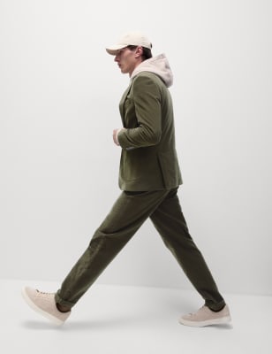 

Mens M&S Collection Italienische Plissee-Hose mit normaler Passform aus Moleskin - Khaki, Khaki