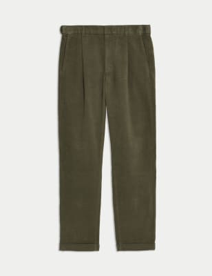 

Mens M&S Collection Regular Fit Italian Moleskin Pleated Trousers - Khaki, Khaki