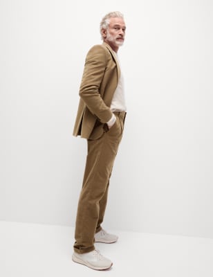 

Mens M&S Collection Italienische Plissee-Hose mit normaler Passform aus Moleskin - Caramel, Caramel