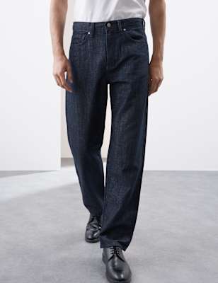 

Mens Autograph Loose Fit Linen Blend Jeans, Indigo