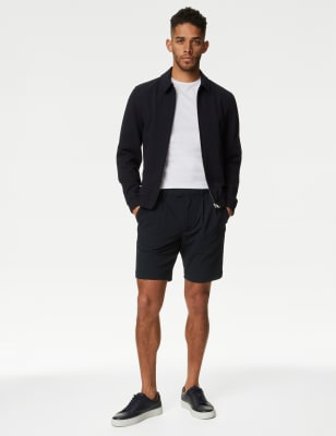 

Mens Autograph Seersucker Twin Pleat Stretch Shorts - Navy, Navy