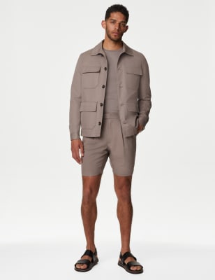 

Mens Autograph Linen Blend Pleat Front Shorts - Taupe, Taupe