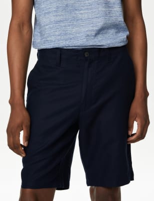 

Mens M&S Collection Chino-Shorts aus Leinenmischgewebe - Navy, Navy
