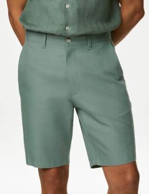 

Mens M&S Collection Chino-Shorts aus Leinenmischgewebe - Antique Green, Antique Green
