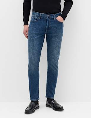 Mens M&S Slim Fit Stretch Jeans, Blue Denim