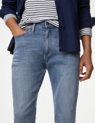 

Mens M&S Collection Slim Fit Stretch Jeans - Azure Blue, Azure Blue