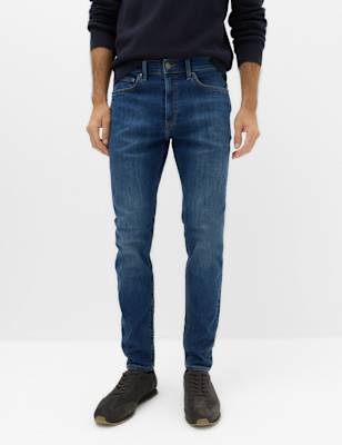 Mens M&S Skinny Fit Stretch Jeans, Blue Denim